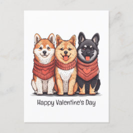 Cartão Postal De Festividades Feliz Dia dos Namorados Shiba Inu Cães