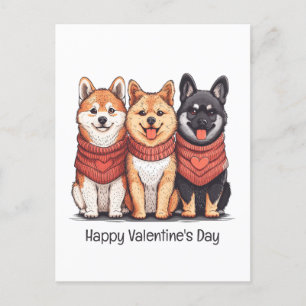 Cartão Postal De Festividades Feliz Dia dos Namorados Shiba Inu Cães