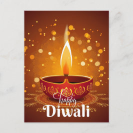 Cartão Postal De Festividades Feliz Diwali brilhando no Festival de Luz do Diya 