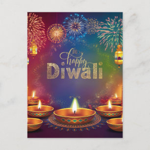Cartão Postal De Festividades Feliz Diwali Firework Diya Festival de Luz