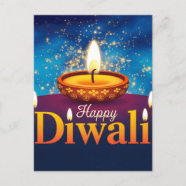 Cartão Postal De Festividades Feliz Diwali Glowi Diya Festival de Luz