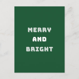 Cartão Postal De Festividades Feliz e Brilho, Arte de Natal Verde, Férias