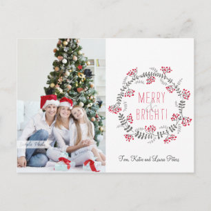 Cartão Postal De Festividades Feliz e coroa brilhante