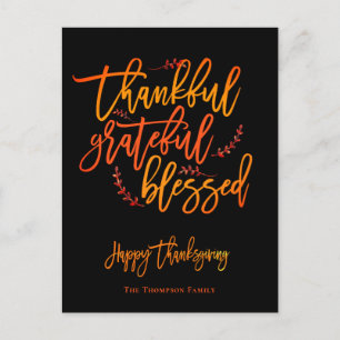 Cartão Postal De Festividades Feliz e Feliz Nome de Ação de Graças Feliz
