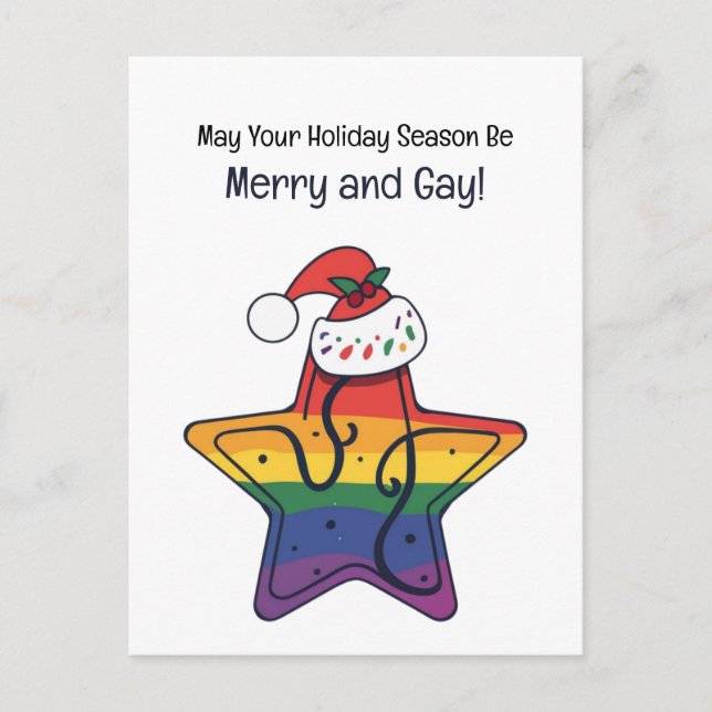 Cartão Postal De Festividades Feliz e Natal Gay (Frente)