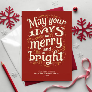 Cartão Postal De Festividades Feliz e Natal Vermelho Brilhante