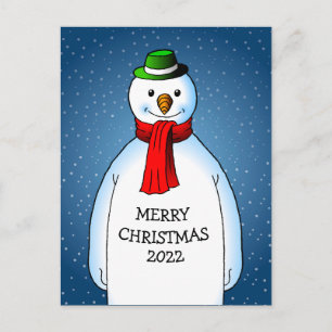 Cartão Postal De Festividades Feliz e Snowman Feliz