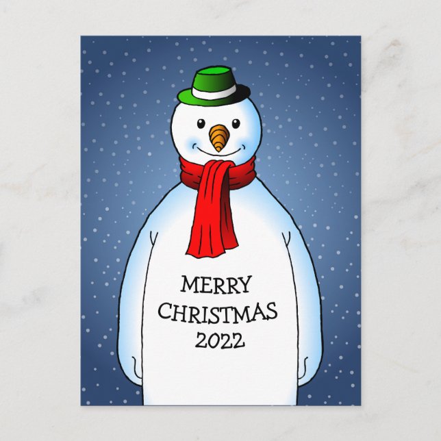 Cartão Postal De Festividades Feliz e Snowman Feliz (Frente)