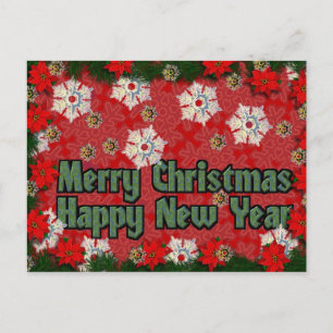 Cartão Postal De Festividades Feliz Feliz ano novo de Natal