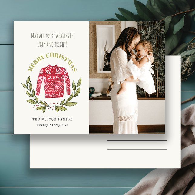 Cartão Postal De Festividades Feliz Feliz, Feia Vermelha, Foto do Natal (Criador carregado)