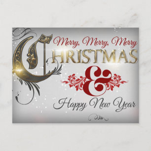 Cartão Postal De Festividades Feliz Feliz Feliz Natal e Feliz ano novo