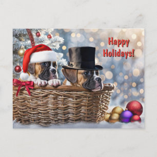 Cartão Postal De Festividades Feliz Feriados Cachorros-De-Cachorro