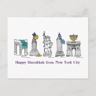 Cartão Postal De Festividades Feliz Feriados Judeus do Hanukkah Nova Iorque NYC