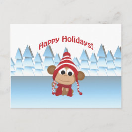 Cartão Postal De Festividades Feliz Feriados! Macaco de inverno