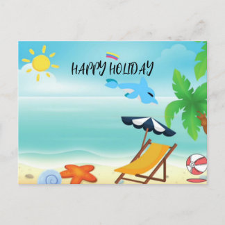 Cartão Postal De Festividades Feliz Férias Na Praia