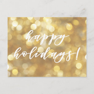Cartão Postal De Festividades Feliz Férias! Natal Glamoroso Dourado Sparkles