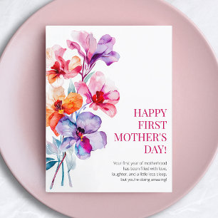Cartão Postal De Festividades Feliz Flor Elegante De Primeiro Dia de as mães