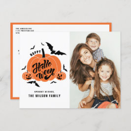 Cartão Postal De Festividades Feliz Foto do Dia das Bruxas Felizes Pumpkins