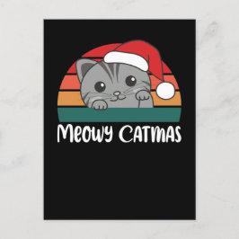 Cartão Postal De Festividades Feliz Gatmas Piada Divertida de Natal com Gatos