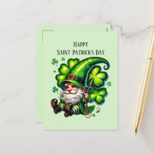 Cartão Postal De Festividades Feliz Gnomo do Dia de São Patrício
