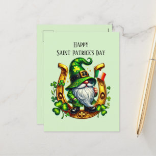 Cartão Postal De Festividades Feliz Gnomo do Dia de São Patrício