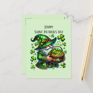 Cartão Postal De Festividades Feliz Gnomo do Dia de São Patrício