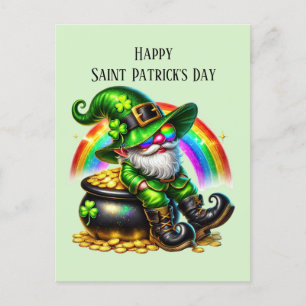 Cartão Postal De Festividades Feliz Gnomo do Dia de São Patrício