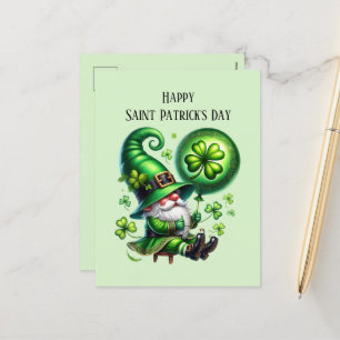 Cartão Postal De Festividades Feliz Gnomo do Dia de São Patrício