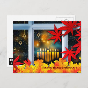 Cartão Postal De Festividades Feliz Graças a Deus. Hanukkah e Ação de Graças
