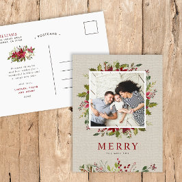 Cartão Postal De Festividades Feliz Greenery | Foto de Natal