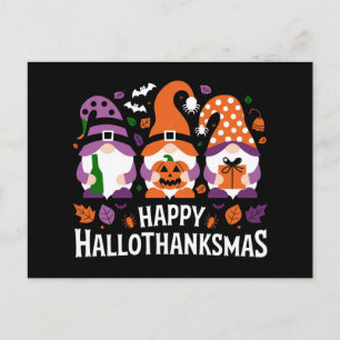 Cartão Postal De Festividades Feliz Hallothanksmas Amante de Gnomos Natal Feliz
