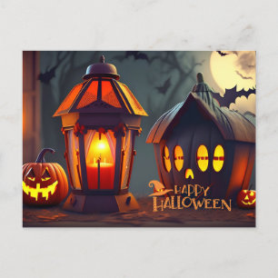 Cartão Postal De Festividades Feliz Halloween Bats Voando
