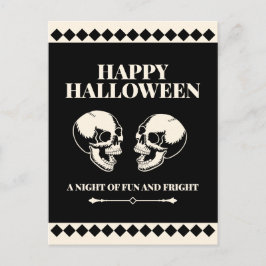 Cartão Postal De Festividades Feliz Halloween Caveiras Rindo Diversão