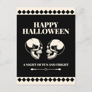 Cartão Postal De Festividades Feliz Halloween Caveiras Rindo Diversão