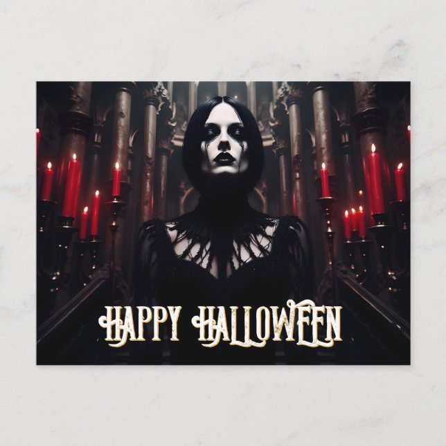 Cartão Postal De Festividades Feliz Halloween - Celebração Gótica Escura (Frente)
