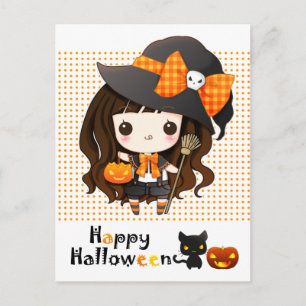 Cartão Postal De Festividades Feliz Halloween de Kawaii