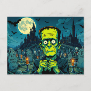 Cartão Postal De Festividades Feliz Halloween Frankenstein