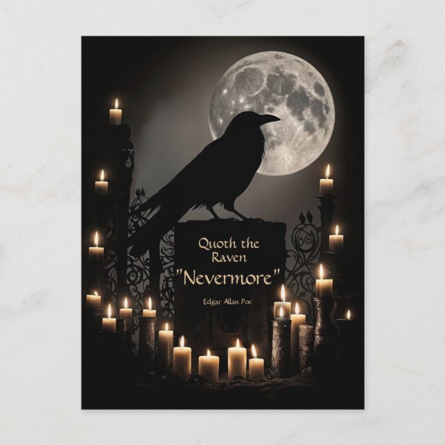 Cartão Postal De Festividades Feliz Halloween Gothic O Raven (Frente)