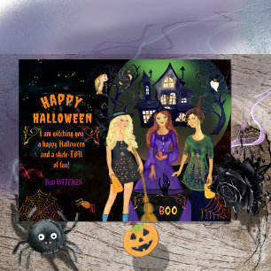 Cartão Postal De Festividades Feliz Halloween Melhores Bruxas
