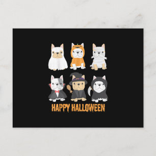 Cartão Postal De Festividades Feliz Halloween Pug Dogs Amante de Bulldog Francês