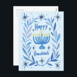 Cartão Postal De Festividades Feliz Hanukkah Botânica Menorah Watercolor<br><div class="desc">Querido desenho para desejar a alguém feliz hanukkah! Clique em "editar usando a ferramenta design" para adicionar seu próprio texto. Também disponível como cartão de saudação ou download digital para enviar instantaneamente por email ou mensagem de texto. Verifique meu compro para mais ou me avise se você quer algo personalizado!...</div>