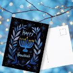 Cartão Postal De Festividades Feliz Hanukkah Botânica Menorah Watercolor<br><div class="desc">Querido desenho para desejar a alguém feliz hanukkah! Clique em "editar usando a ferramenta design" para adicionar seu próprio texto. Também disponível como cartão de saudação ou download digital para enviar instantaneamente por email ou mensagem de texto. Verifique meu compro para mais ou me avise se você quer algo personalizado!...</div>