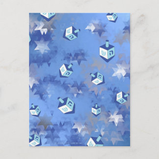 Cartão Postal De Festividades Feliz Hanukkah Estrelas Cadentes e Dreidels