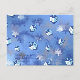 Cartão Postal De Festividades Feliz Hanukkah Estrelas Cadentes e Dreidels
