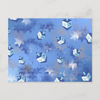 Cartão Postal De Festividades Feliz Hanukkah Estrelas Cadentes e Dreidels