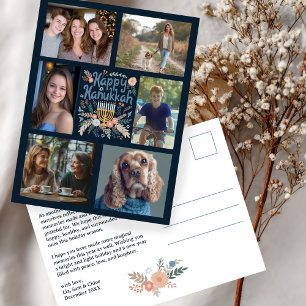 Cartão Postal De Festividades FELIZ HANUKKAH, FOTO PERSONALIZADA 6 desenhada à m