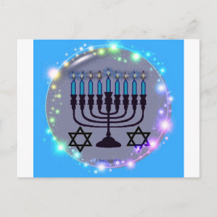 Cartão Postal De Festividades Feliz Hanukkah / Menorah