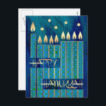 Cartão Postal De Festividades Feliz Hanukkah. Menorah Candles<br><div class="desc">Feliz Hanukkah. Elegante Festivo Menorah velas Design com papel de ouro embelezado cartões postais. Cartões e presentes disponíveis na Categoria Feriados Judeus / Hanukkah da nossa loja.</div>