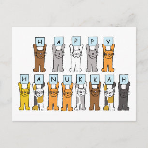 Cartão Postal De Festividades Feliz Hanukkah para Cat Lover