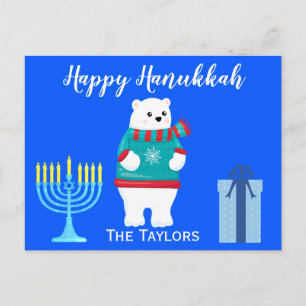 Cartão Postal De Festividades Feliz Hanukkah Urso Polar Saudações